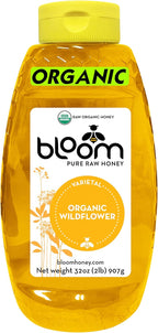Bloom Honey 100% Pure Organic Raw Unfiltered and Unpasteurized Raw Honey (WILDFLOWER, 32oz)
