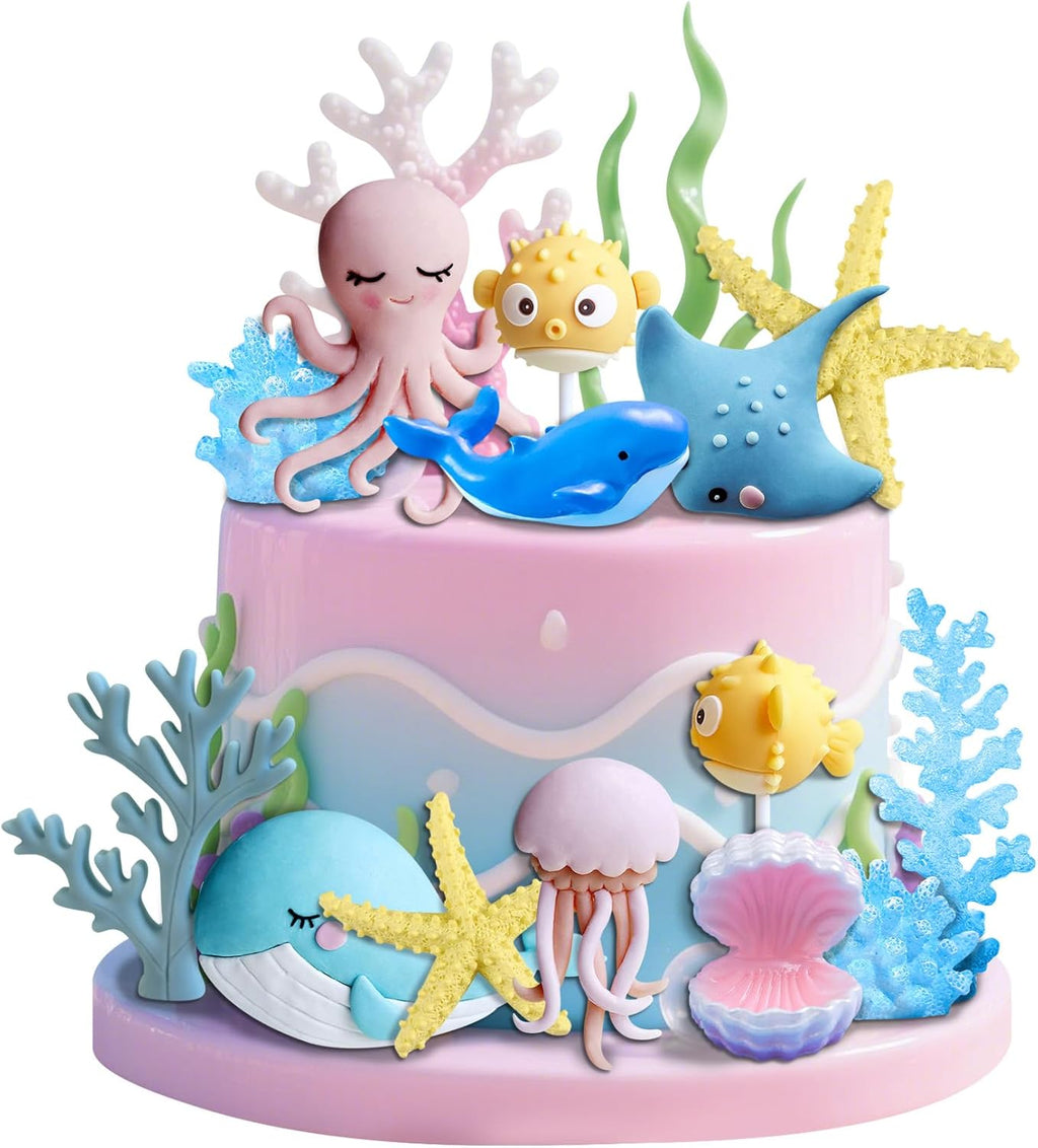 Octopus Cake Topper Jellyfish Cake Topper Ocean Cake Decoration Under the Sea Cake Decorations