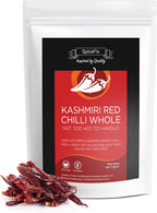 SpiceFix - Whole Kashmiri Red Chilli Pepper, Mild to Medium Heat Natural Stemless Chillies, Sun-Dried Red Pepper, Indian Dried Chili Peppers in a Resealable Bag, 2.6 Ounces