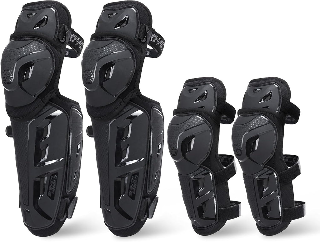 SCOYCO Motorcycle Knee Pads for Men - CE Level 1 Motocross Knee and Elbow Guards Protective Gear Armor with 45°-180° Knee Flexibility Design Adjustable Elastic Band
