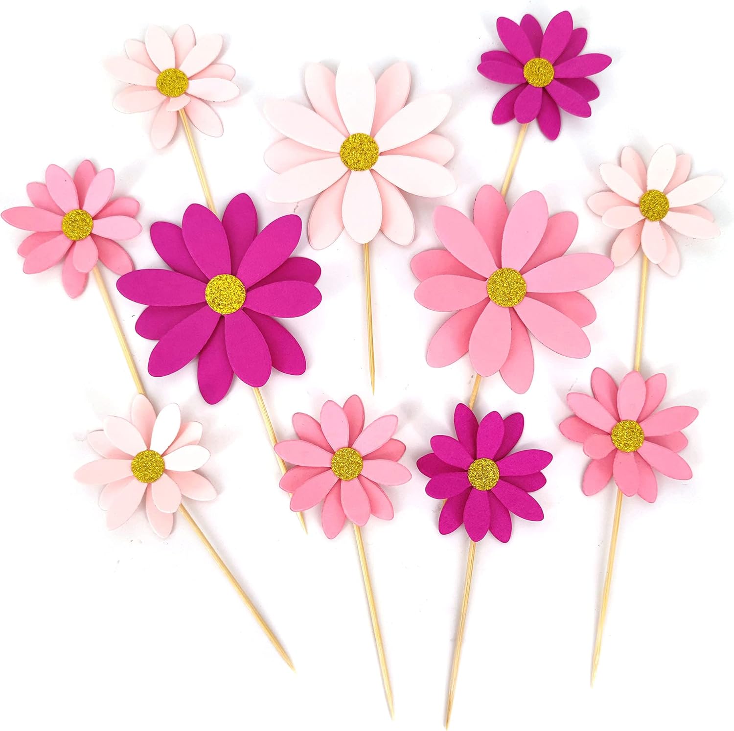 Blush Pink Daisy Party Picks Cupcake Toppers Toothpicks Food Picks Girls Baby Shower Birthday Party Decorations Pack of 24