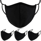 Yarehand 4 Pack Breathable 3-Ply Cloth Face Mask Adjustable Ear Loop, Reusable Washable Soft Masks for Adult Women Men