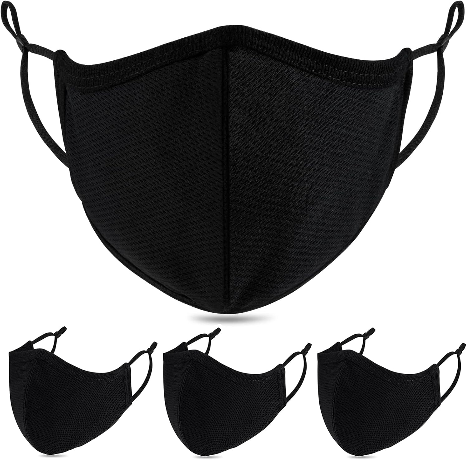 Yarehand 4 Pack Breathable 3-Ply Cloth Face Mask Adjustable Ear Loop, Reusable Washable Soft Masks for Adult Women Men