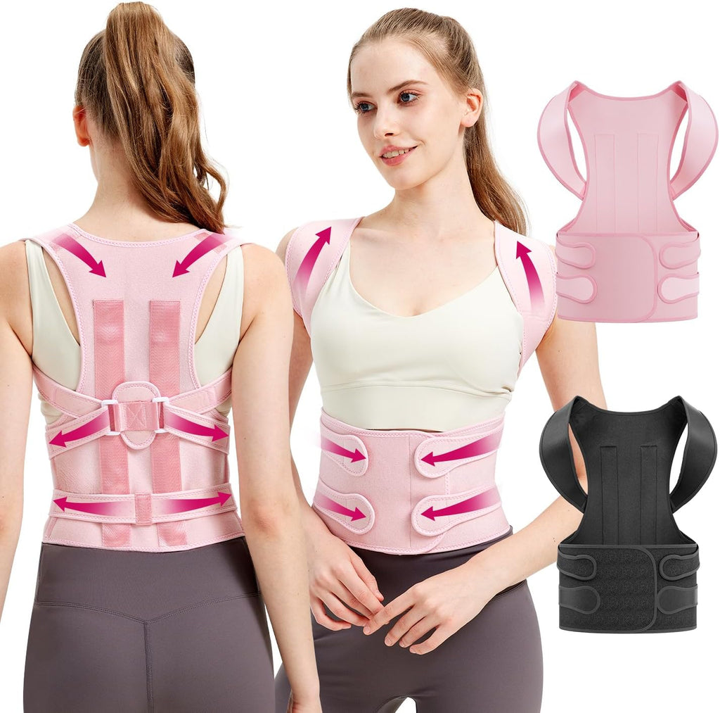 Posture Corrector for Women and Men, Back Straightener Posture Brace for Pain Relief, Back Belt Support with Adjustable Shoulder Straps and Height for Scoliosis Hunchback