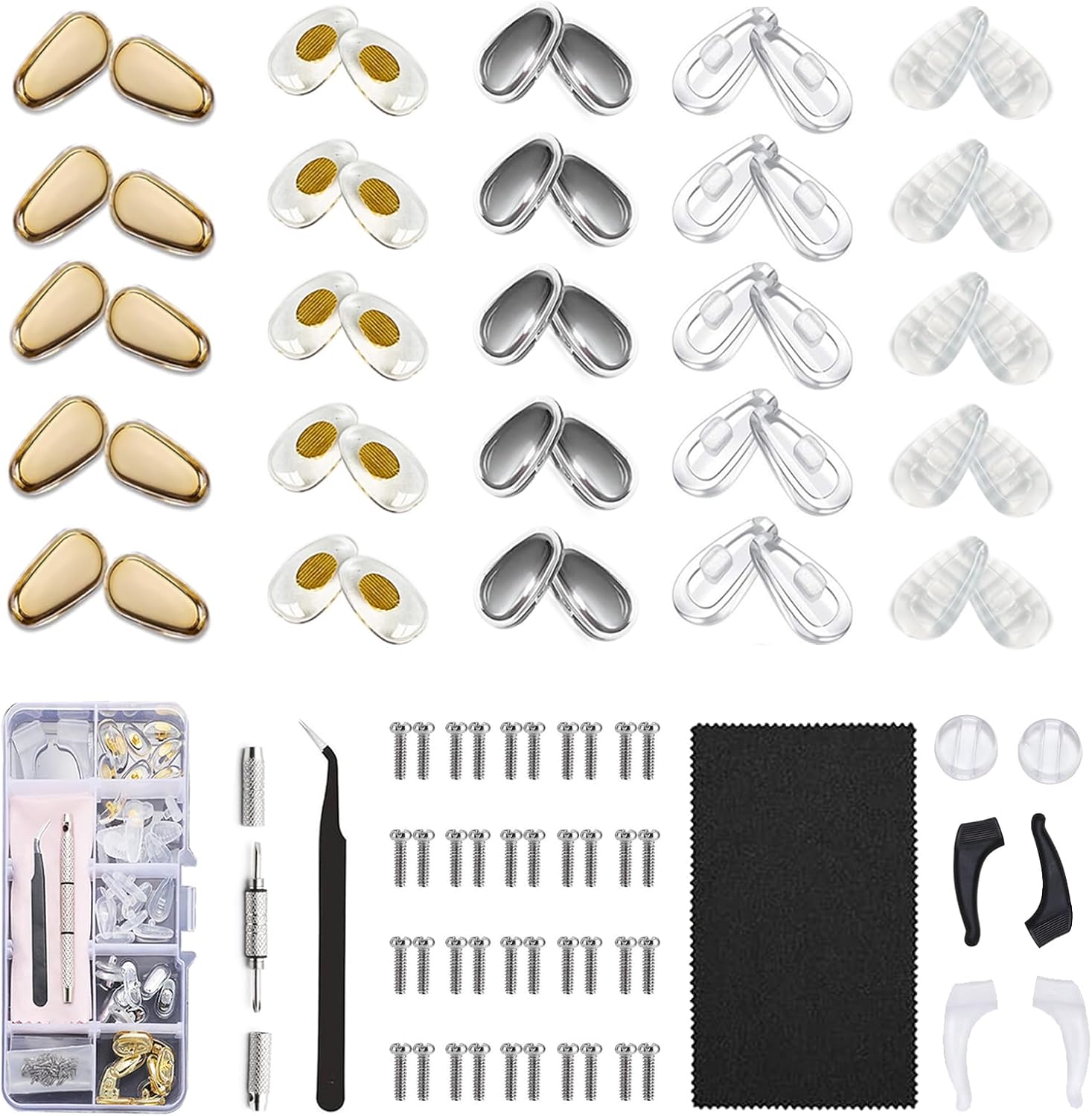 Glasses Nose Pads Replacement and Repair Kit, 25 Pairs Ultra Soft Silicone Nose Pads for Glasses, Non-Slip Eyeglass Nose Pads, Universal Fit Comfort Nose Pads Reduce Pain,Prevent Slipping
