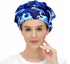 Working Cap with Button and Sweatband Adjustable Tie Back Bouffant Hats Printed Multi Color for Woman Man.Starry Sky