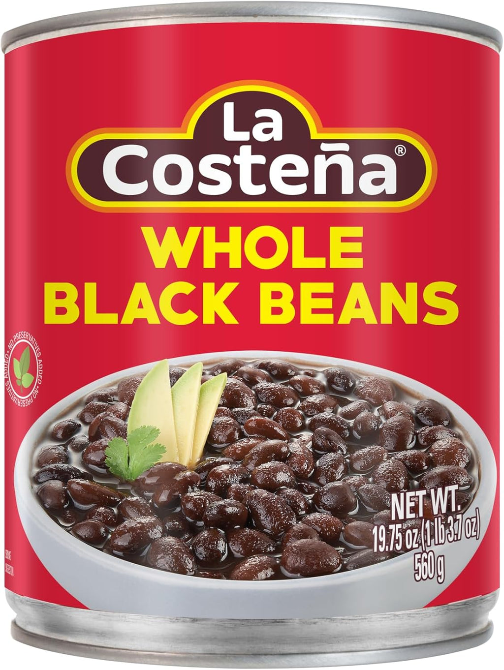 La Costeña Whole Black Beans - Ready-to-Eat Canned Black Beans for Mexican Food, Vegetarian Chili Ingredients, Frijoles Negros, Hummus, Dips, Burgers & Burritos - 19.75oz, 1 Pack Bulk Canned Food