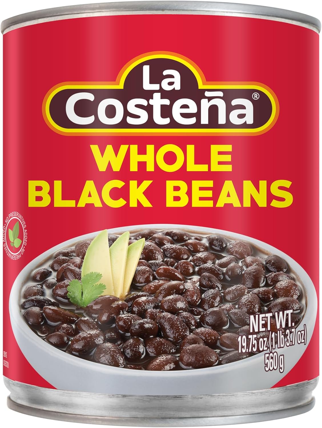 La Costeña Whole Black Beans - Ready-to-Eat Canned Black Beans for Mexican Food, Vegetarian Chili Ingredients, Frijoles Negros, Hummus, Dips, Burgers & Burritos - 19.75oz, 1 Pack Bulk Canned Food