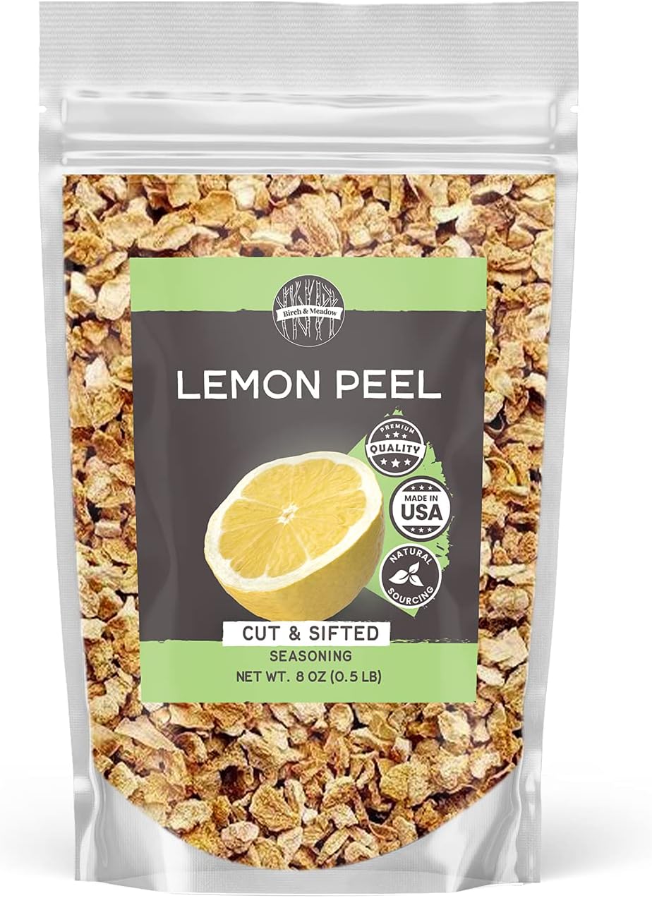 Birch & Meadow 8 oz Lemon Peel Cut and Sifted, Teas, Drinks & Seasonings