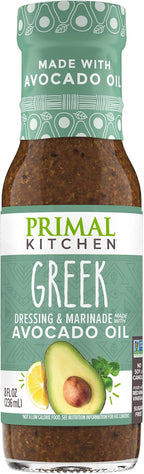 Primal Kitchen Greek Vinaigrette & Marinade Salad Dressing made with Avocado Oil, Whole30 Approved, Certified Paleo, and Keto Certified, 8 Fluid Ounces, 8 Fl Oz (Pack of 1) (PKDRESS-GV6)