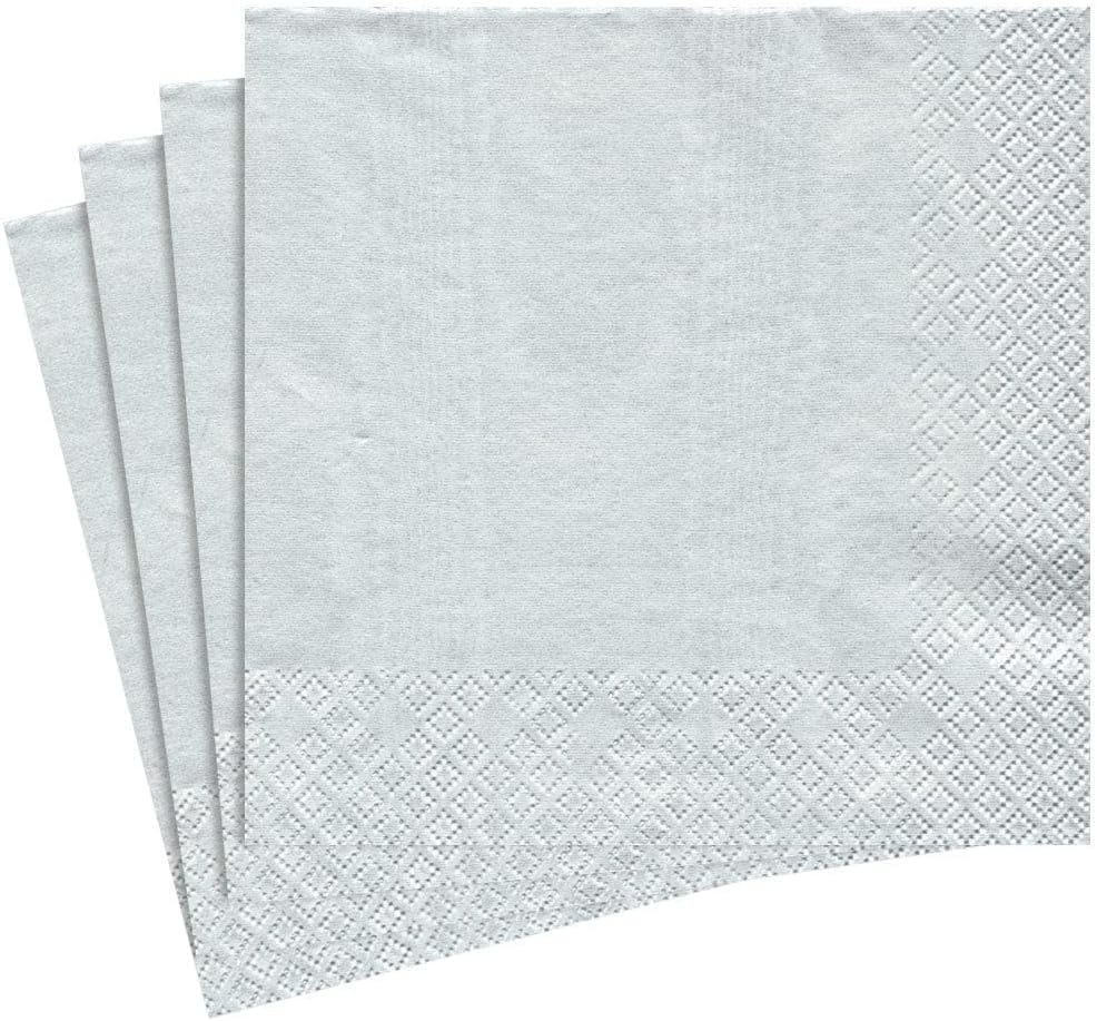 Entertaining with Caspari Dinner Napkin, Moire Platinum, 20-Pack