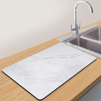 Marble Pattern Dish Drying Mat, Absorbent Coffee Bar Mat for Kitchen Counter, Non-slip Pad with Rubber Backed, Washable and Easy to Clean 12" x 20" Light Marble