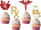 Pharmacist Themed Cupcake Toppers, Rx Cupcake Toppers, Congrats Pharmacist, Medical Pharmacy School Graduation Party Decorations 20pcs