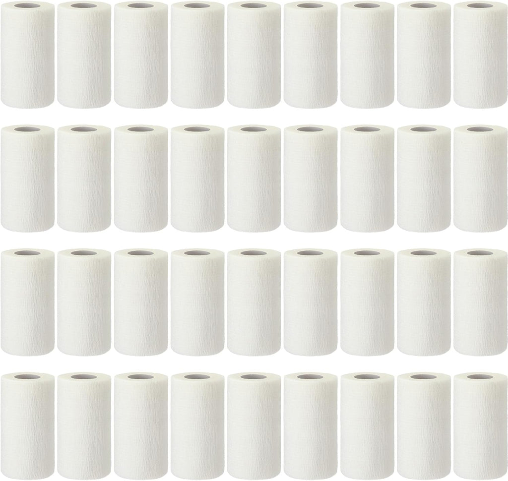 Treela 36 Pcs Self Adherent Bandage 4" X 5 Yard Wrap Breathable Cohesive Bandage Elastic Adhesive Tape for Stretch Athletic Sports Wrist Ankle(White)