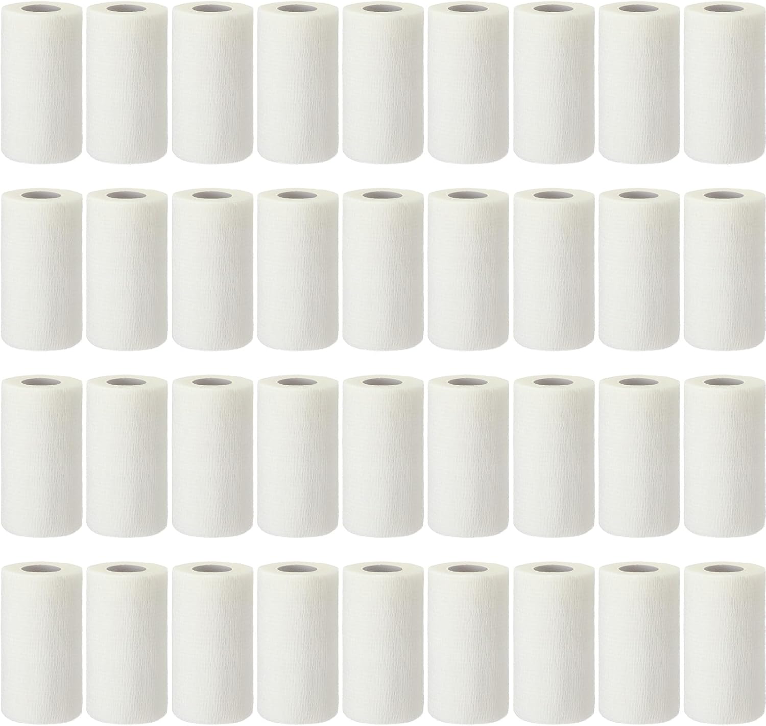 Treela 36 Pcs Self Adherent Bandage 4" X 5 Yard Wrap Breathable Cohesive Bandage Elastic Adhesive Tape for Stretch Athletic Sports Wrist Ankle(White)