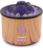 Volcano Essential Oil Diffuser with Jellyfish Mist - 260ml Ultrasonic Aromatherapy Diffuser, Color-Changing LED, Quiet Operation, Auto Shut-Off - Wood Grain Humidifier & Night Light