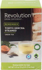 REVOLUTION TEA® Sencha Green Tea [THE ORIGINAL] – Tokyo Sencha Steamed – Premium Full Leaf Tea – Biodegradable Infuser Tea Bags – Green Tea – 20 Bags