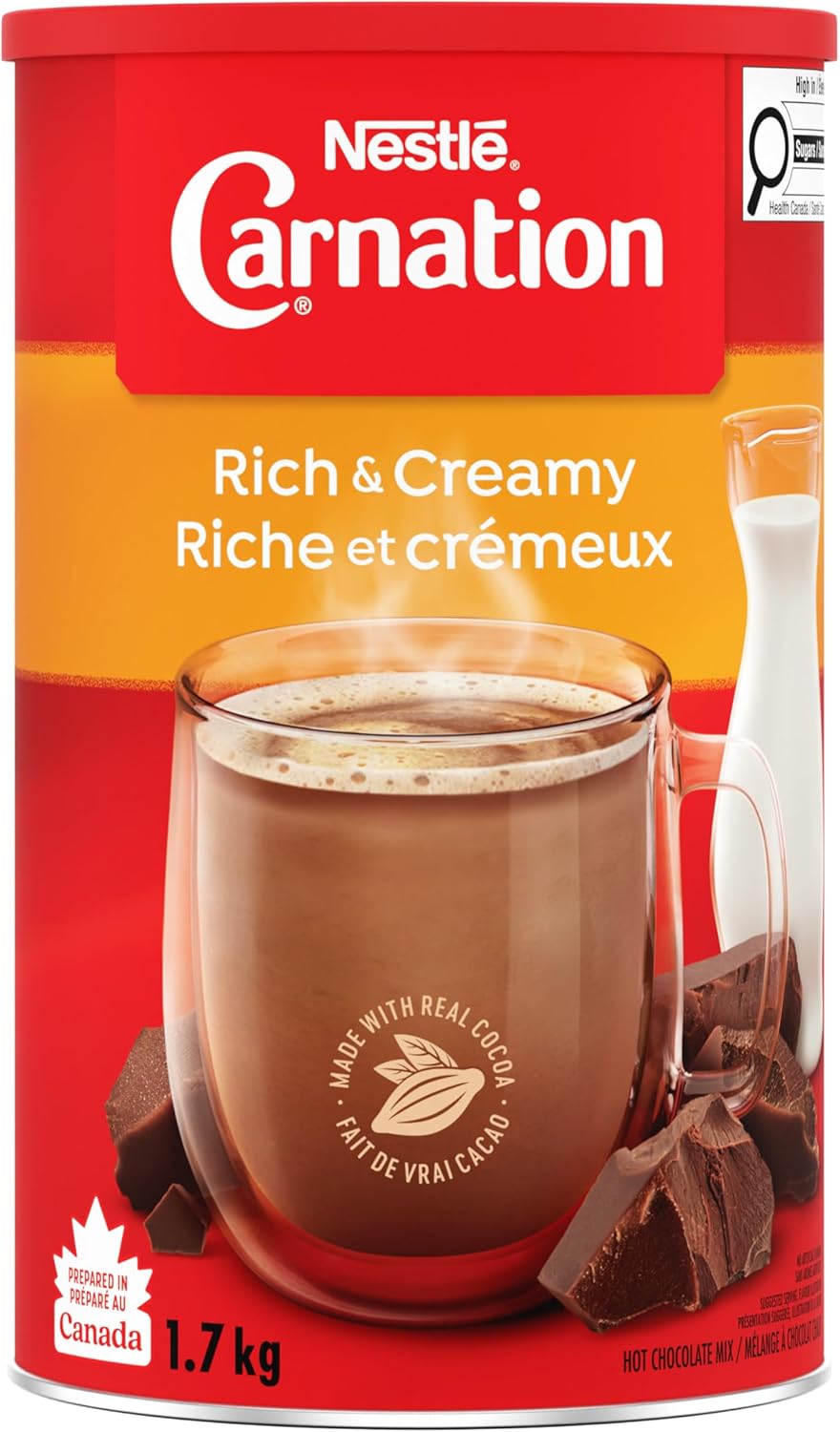 CARNATION Nestle Rich and Creamy Hot Chocolate, 1.7kg/3.7lbs, Canister, Imported from Canada)