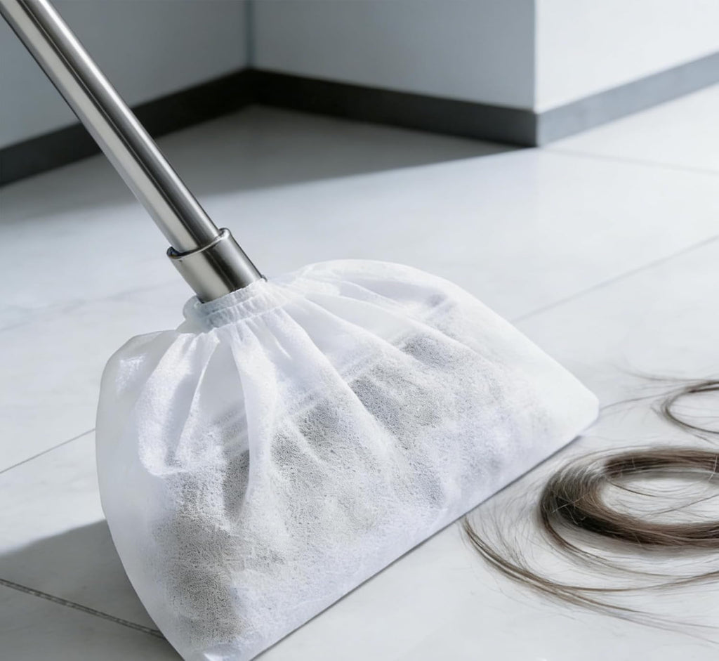 100pcs Broom Cloth Covers Multi-Purpose Microfiber Floor Towel Washable Reusable Cleaning Cloth Wet or Dry Cleaning Mops with Adjustable Drawstring for Pet Hair, Dust, Stain (100)