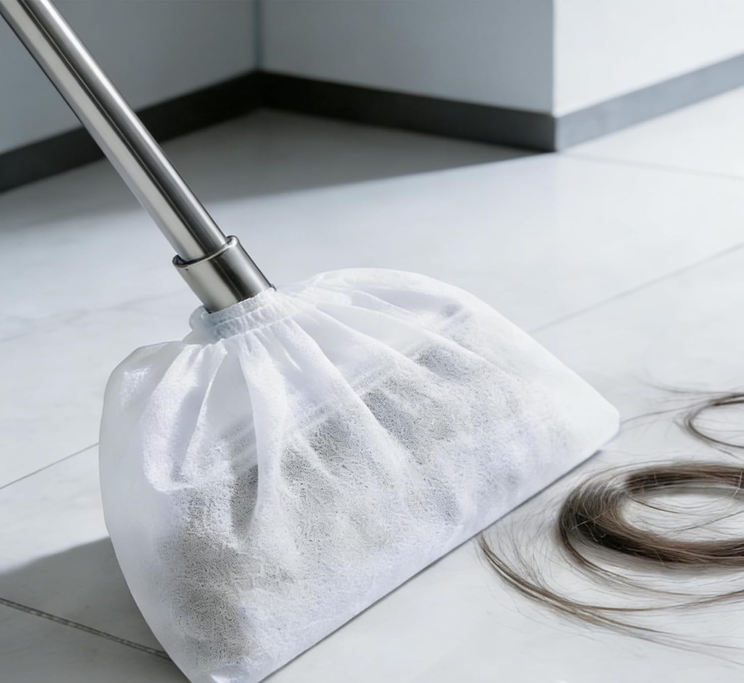 100pcs Broom Cloth Covers Multi-Purpose Microfiber Floor Towel Washable Reusable Cleaning Cloth Wet or Dry Cleaning Mops with Adjustable Drawstring for Pet Hair, Dust, Stain (100)