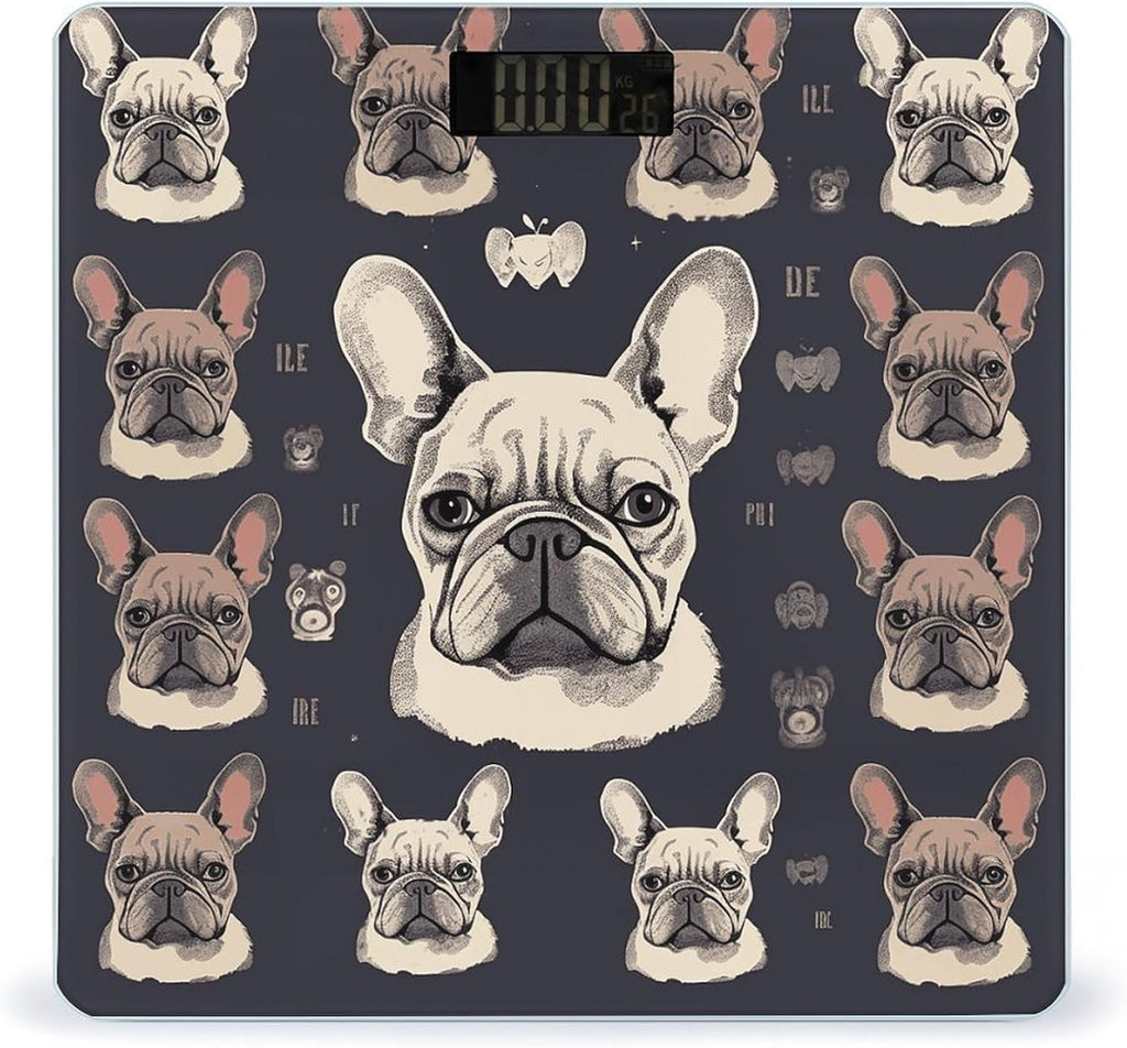 I Love French Bulldog Scale for Body Weight Highly Accurate Digital Bathroom Scales Sturdy Tempered Glass Weighing Scale with LCD Display Fashion Body Fat Smart Scales 400lb