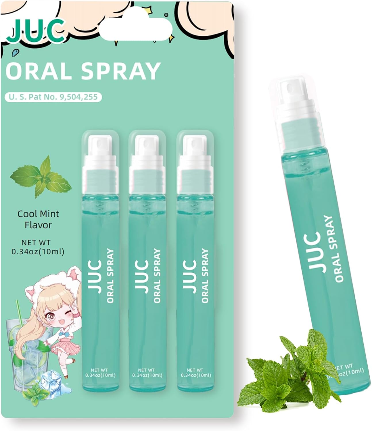 3 Count Mint Breath Spray Mouth Spray Breath Freshener Oral Care for All Ages 0.33OZ (10ML) Cool Mint Flavor