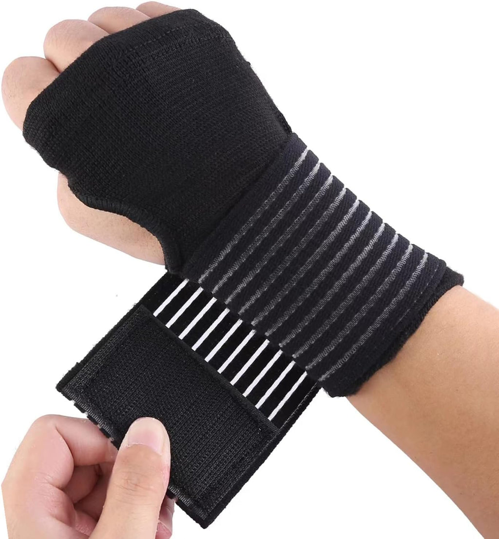 Palm Brace Wrist Support Sleeves (1 Pair), Everyday Use Wrist Brace, Compression Carpal Tunnel for Wrist Pain Relief, Fitness Gloves, Sports Glove, Wrist Brace for Men and Women (Black with straps)