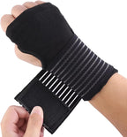 Palm Brace Wrist Support Sleeves (1 Pair), Everyday Use Wrist Brace, Compression Carpal Tunnel for Wrist Pain Relief, Fitness Gloves, Sports Glove, Wrist Brace for Men and Women (Black with straps)