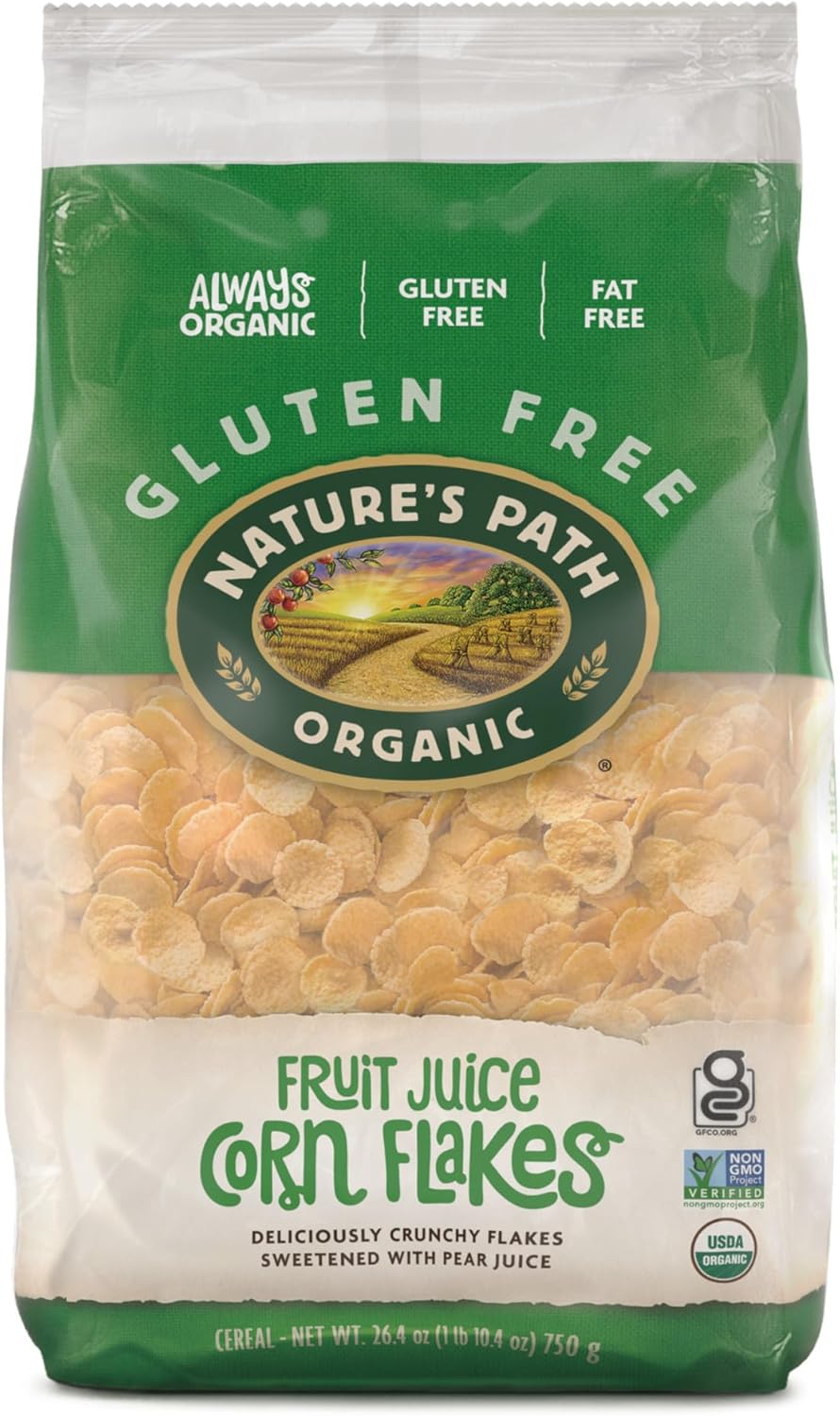 Nature's Path Organic Fruit Juice Corn Flakes, 26.4 oz (Pack of 1) Gluten Free, Non-GMO, Earth Friendly Packaging