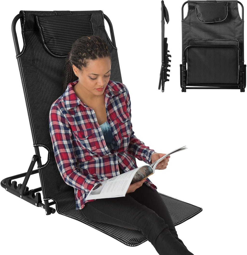 Lifting Bed Backrest for Bed Sitting up, Adjustable Reading Bed Chair, Lifting Back Rest Support for Patient, Folding Bed Rest Pillow for Neck Head Lumbar-Breathable Black+Green Stripes