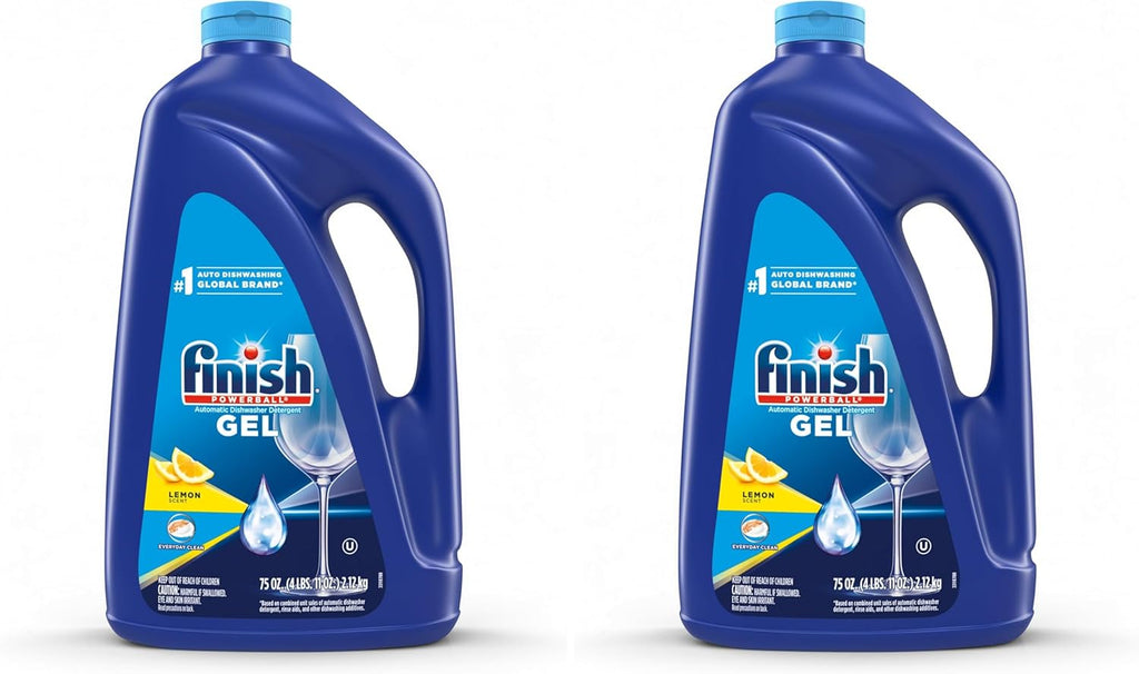Finish Dishwasher Detergent Gel Liquid, Lemon Scent | 75oz | Pack of 2