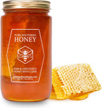 100% Raw Unfiltered Honey With Honeycomb by Pure Southern Honey [1lb] - Authentic, USA - Made Gallberry - Pure Unheated - Non - GMO, Unsweetened, Sugar - Free, Real American Honey With Comb