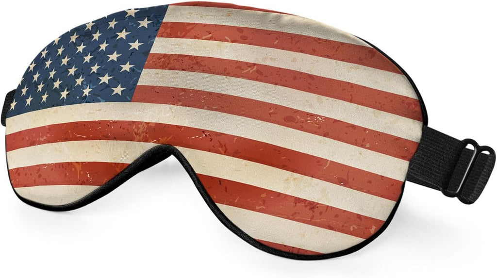 Flag Eye Mask Sleeping Mask Vintage Style Flag America Red White Striped Stars Sleep Masks Silky Soft Eye Cover for Women Men Shading Blindfold for Air Travel Sleeping
