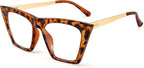 FEISEDY Square Cat Eye Reading Glasses Blue Light Blocking Women Fashion Cateye Reader B4121 (Brown Tortoise, 1.75x)