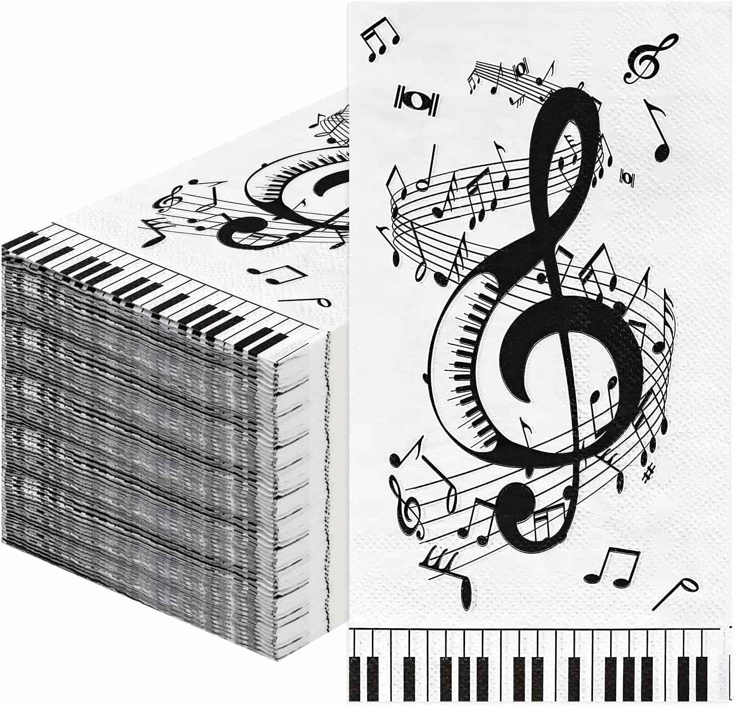SietDESEO 50 Pieces 3-ply Music Note Napkins 13 x 15.7 Inch Guest Bathroom Napkins Disposable Hand Towels for Bathroom Wedding Birthday Music Themed Party Paper Dinner Napkin