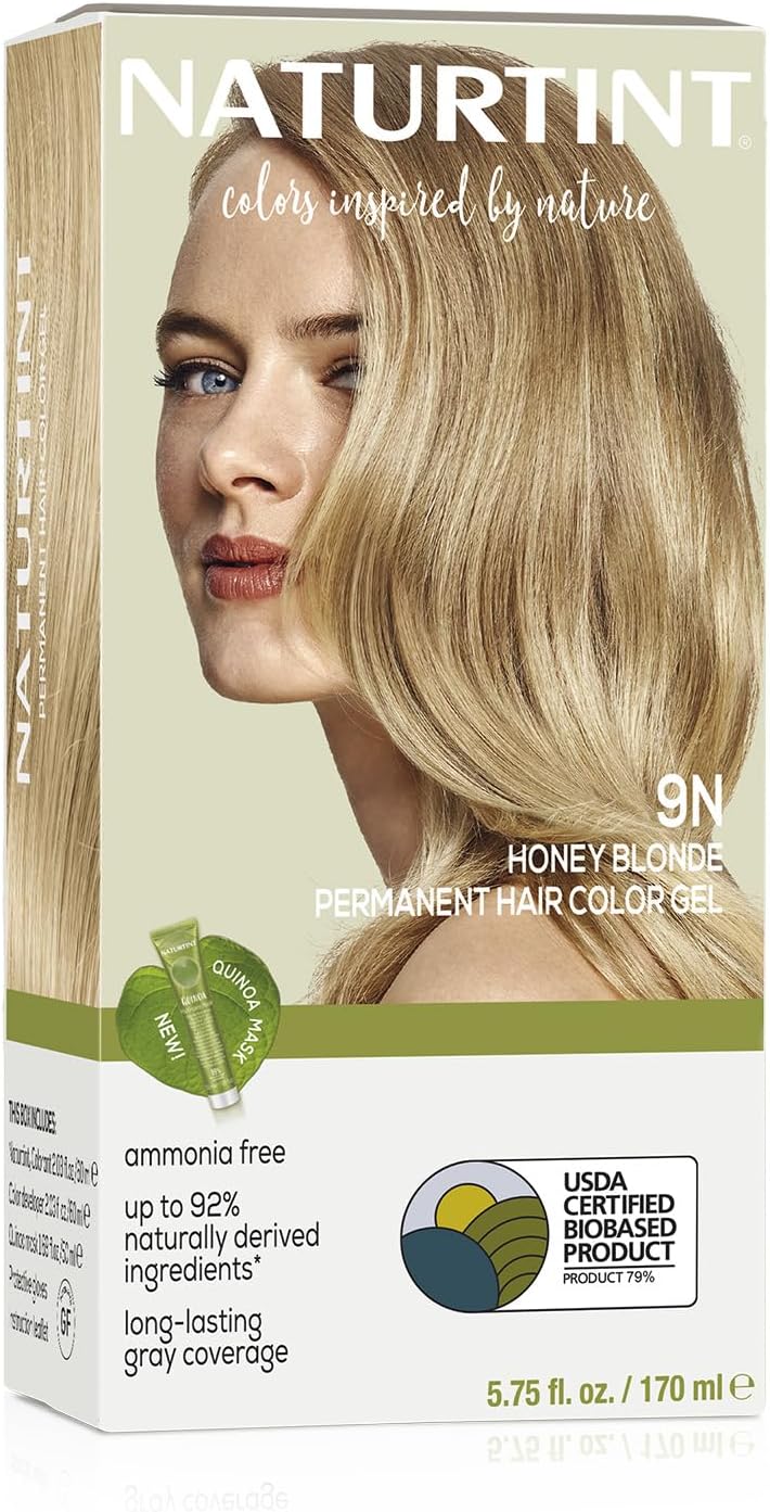 Naturtint Permanent Hair Color, 9N Honey Blonde, Plant Enriched, Ammonia Free, Long Lasting Gray Coverage and Radiante Color, Nourishment and Protection