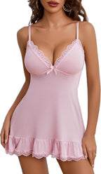 Avidlove Women Lingerie Lace Chemise V Neck Sexy Nightgown Modal Babydoll Sleepwear