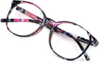VisionGlobal Blue Light Blocking Glasses for Women Men, Oval Frame Computer Reading Glasses(Floral,+1.00 Magnification)