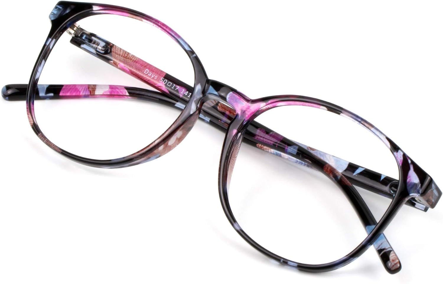 VisionGlobal Blue Light Blocking Glasses for Women Men, Oval Frame Computer Reading Glasses(Floral,+1.00 Magnification)