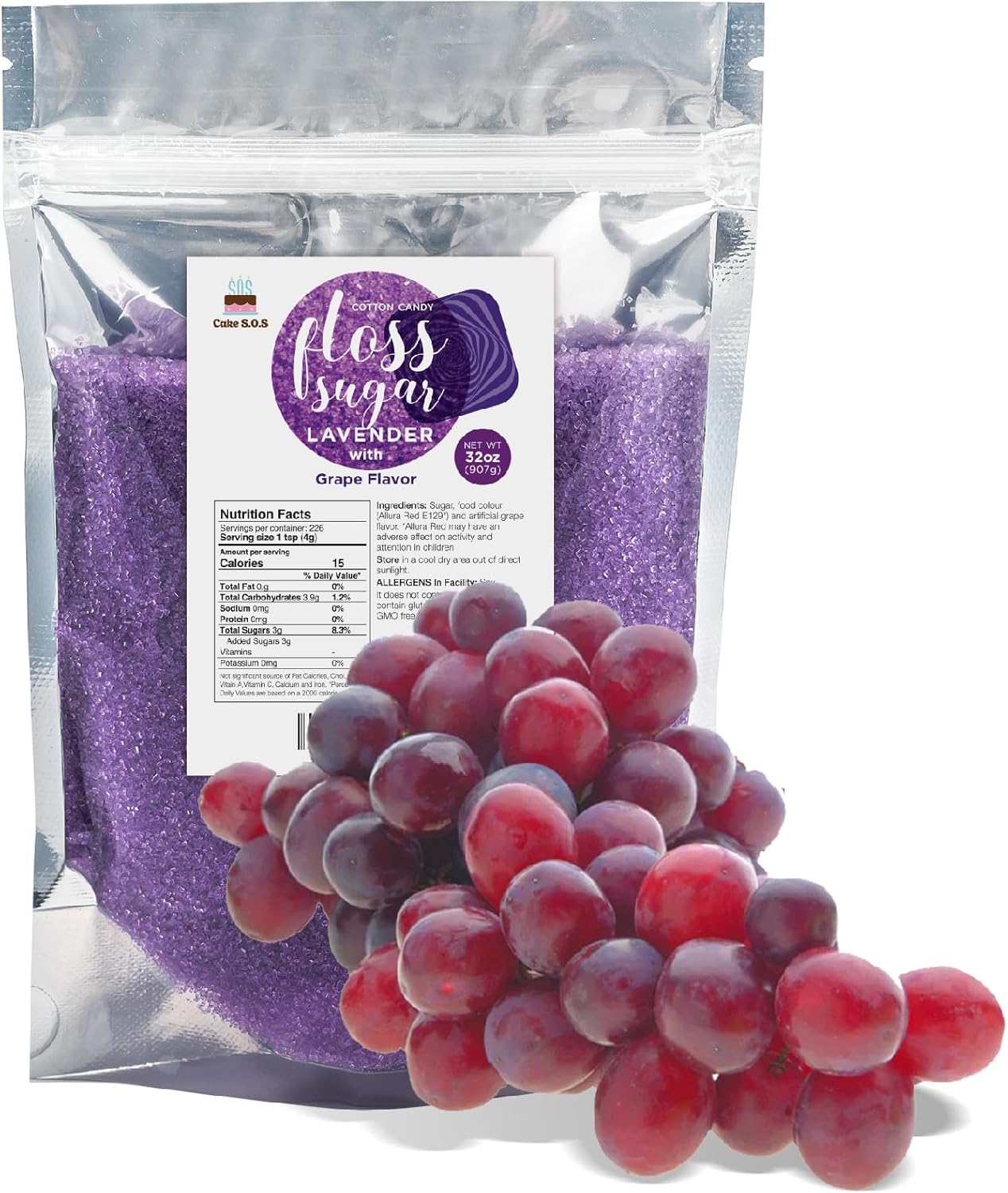 Grape Cotton Candy Floss Sugar 32 Oz. (1-Pack)