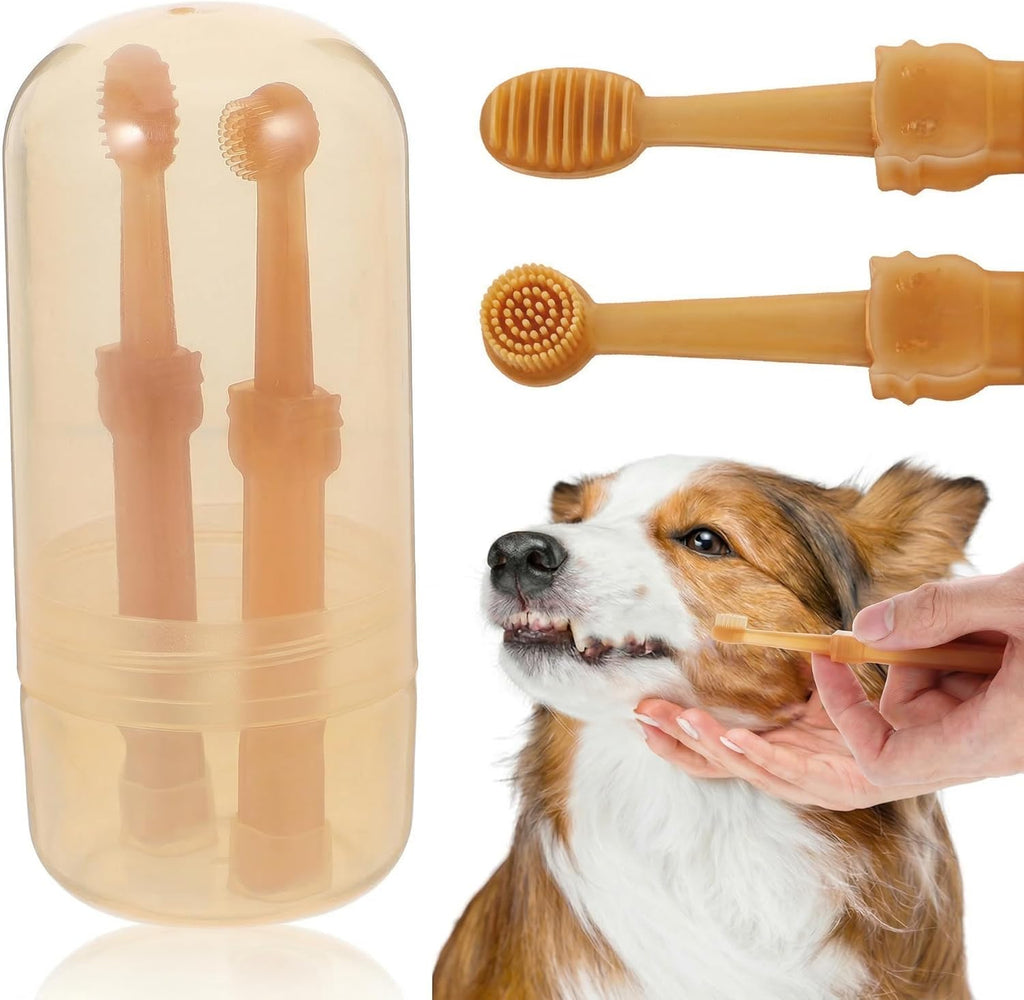 TOYANDONA 1set Soft Silicone Toothbrushes Dual Headed Pet Cleaning Kit for Small Dogs and Puppies Gentle Oral Care Tool for Kittens and Cats