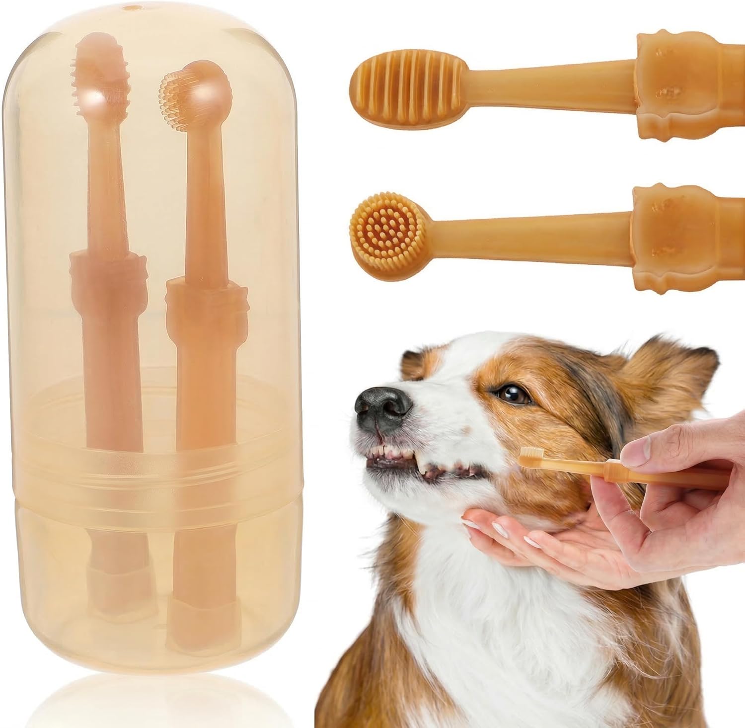 TOYANDONA 1set Soft Silicone Toothbrushes Dual Headed Pet Cleaning Kit for Small Dogs and Puppies Gentle Oral Care Tool for Kittens and Cats