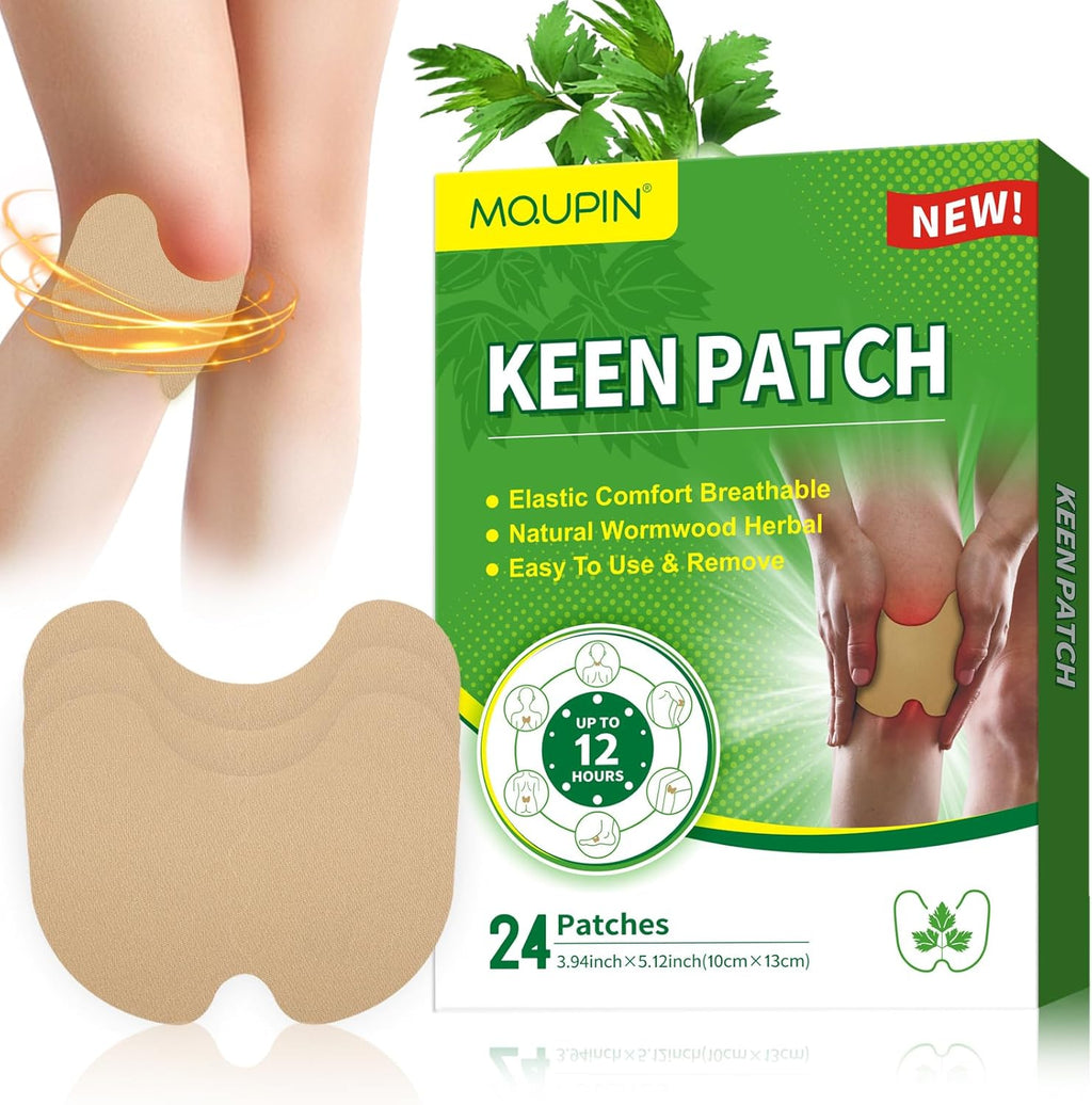 MQUPIN 24Pcs Knee Patches, Natural Kee Pain Relief Arthritis Patch Knee Patches for Pain Relief Bone on Bone for Knee, Back, Neck, Shoulder