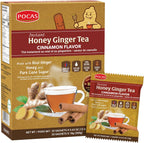 Pocas Honey Ginger Instant Tea Powder, Cinnamon Flavor, Ginger Extract & Real Honey, Caffeine-Free Tea, 20 Packets
