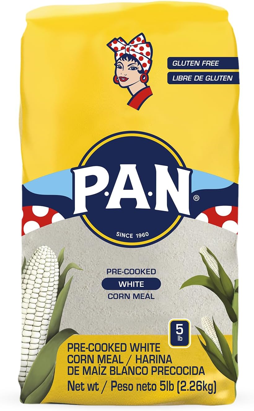 P.A.N. White Corn Meal – Pre-cooked Gluten Free and Kosher Flour for Arepas (5 lb/Pack of 1)