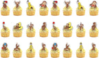 24PCS Curious Monkey Cupcake Toppers, Cartoon Party Decorations, Theme Celebrations Party Supplies for George Lovers (12 Designs, 2 Each)