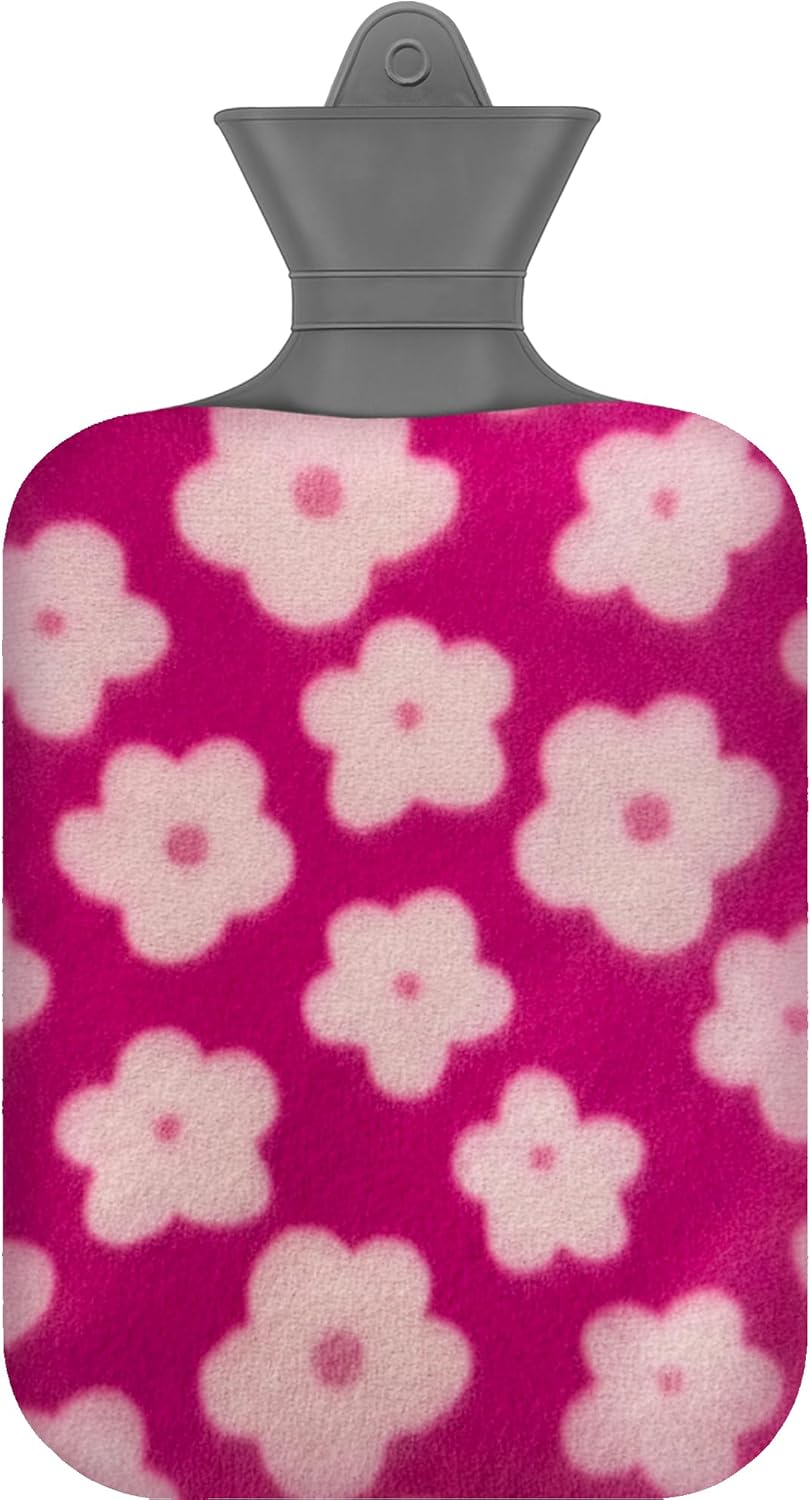 SteadMax 1 Pack Hot Water Bottle with Soft Cover, 2L (68oz) Natural Rubber, BPA Free & Durable Large Water Bag with Plush Protective Cover for Comfort & Warmth (Random, 1 Pack)