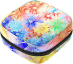 Sanitary Napkin Storage Bag,Period Bag,Pad Bag,Abstract Rainbow Color Flowers Daisy,Period Pouch