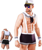 Men's Exotic Costumes, Sailor Costume for Men, Sexy Mens Halloween Costumes Adult, Christmas Valentine Birthday Cosplay Uniform Set, Role Play Costumes Lingerie - One Size