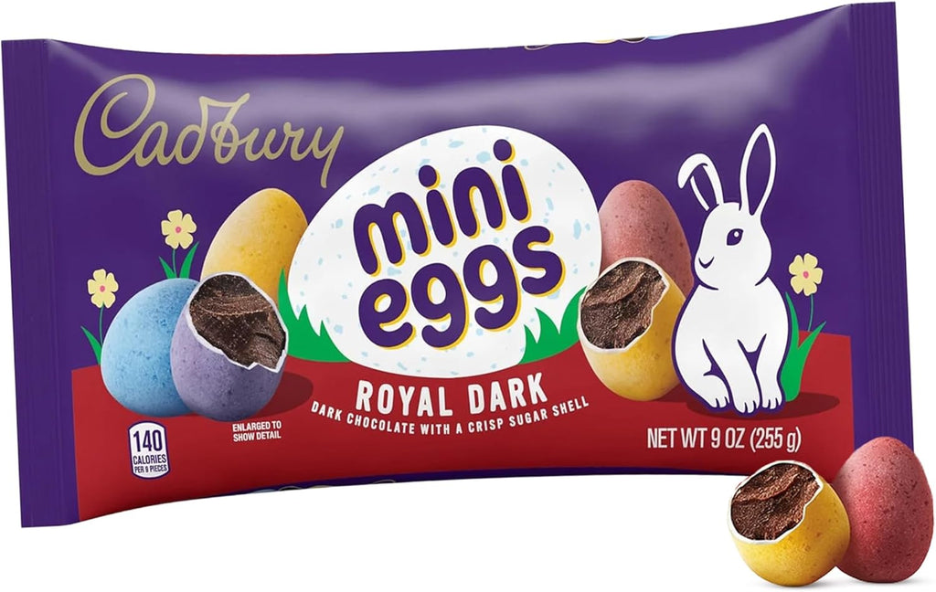 CADBURY MINI EGGS Royal Dark Chocolate Candy, 9 oz Bag - Crisp Sugar Shell with Rich Dark Chocolate Center, Easter Candy Treat